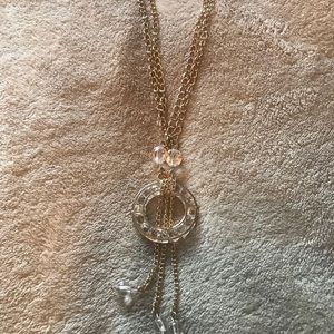 Long or choker convertible gold tone necklace